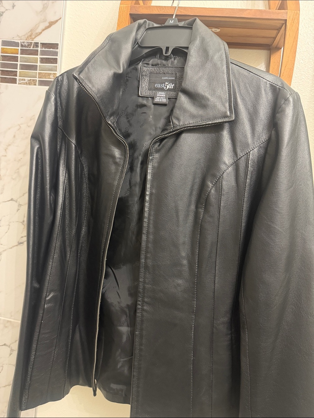 East 5th Black Leather Zip Jacket